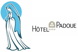 Pictogramme Vierge Marie et logo Hotel Padoue